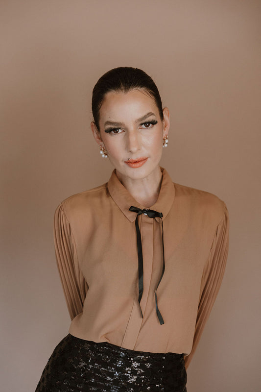 VALENTINA : Pleated Blouse Brown
