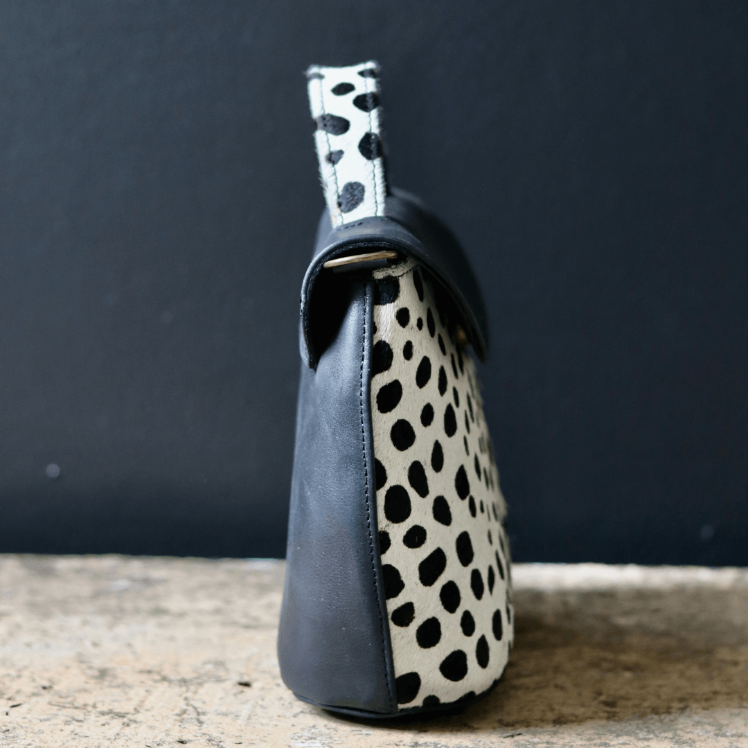 genuine leather black and cheetah hide clutch handbag-coco-lynne