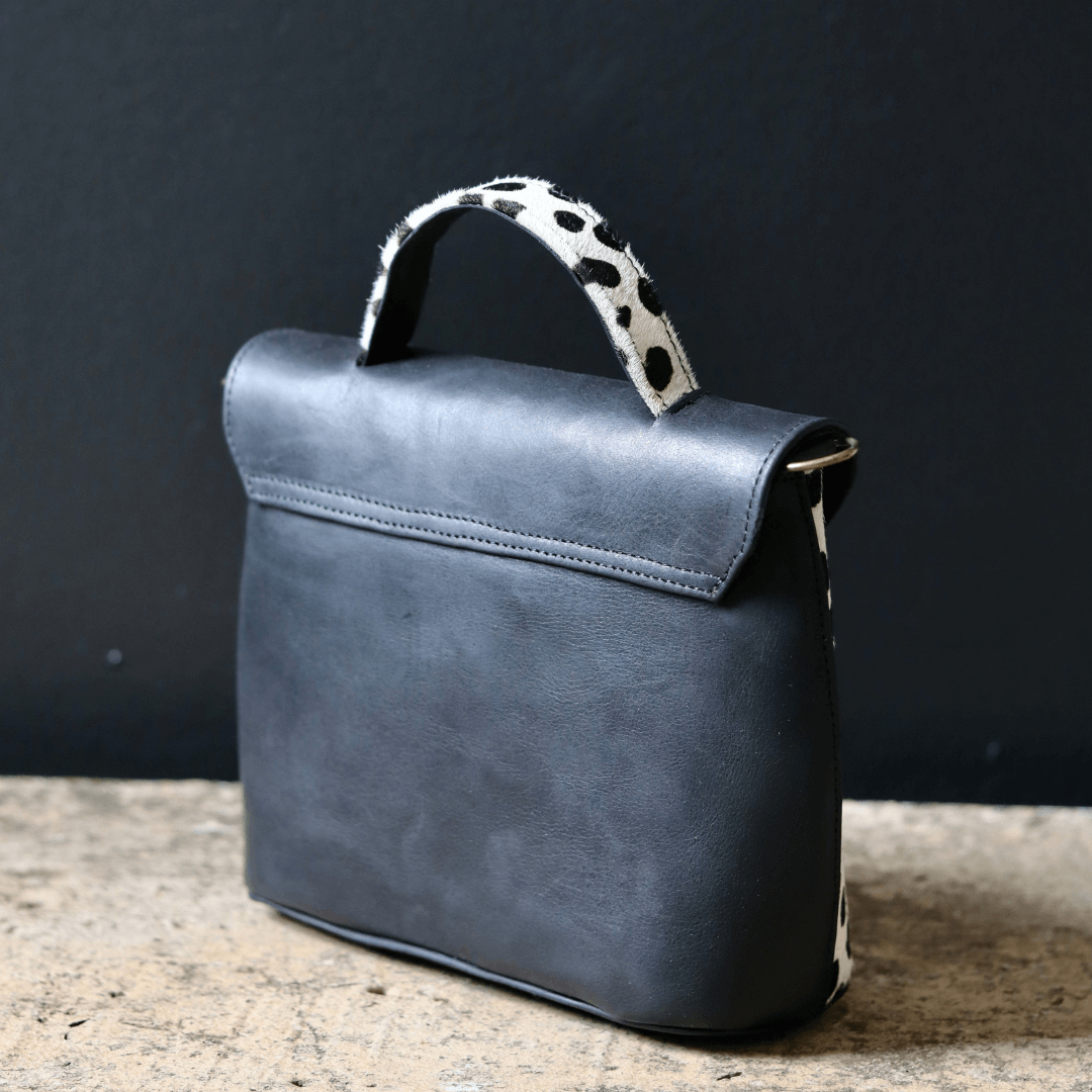 genuine leather black and cheetah hide clutch handbag-coco-lynne