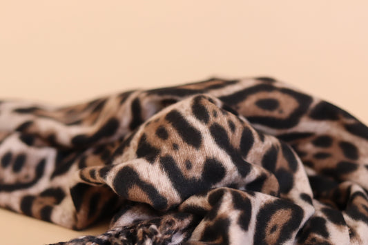 WINTER SCARF : Cashmere Leopard Print Brown