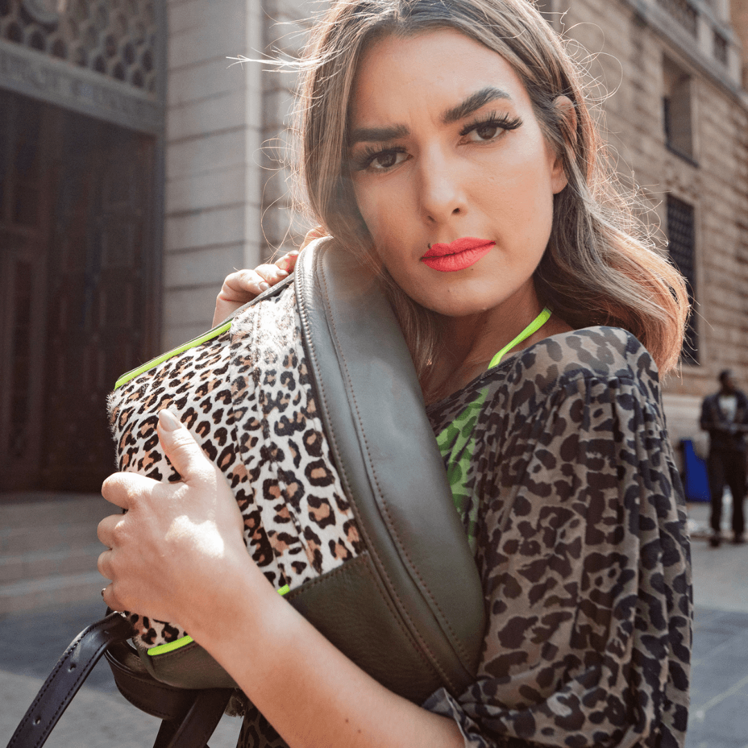 Layla moss green leather and leopard hide moonbag-layla-lynne_2
