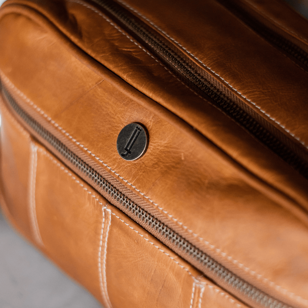 Genuine leather pattern for a mens travel bag