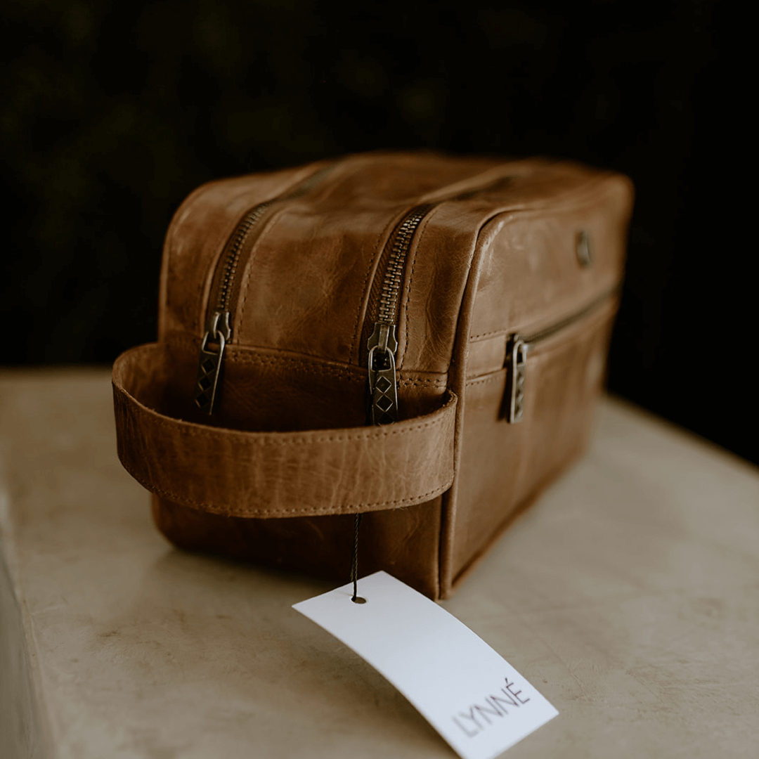 Genuine leather pattern for a mens travel bag