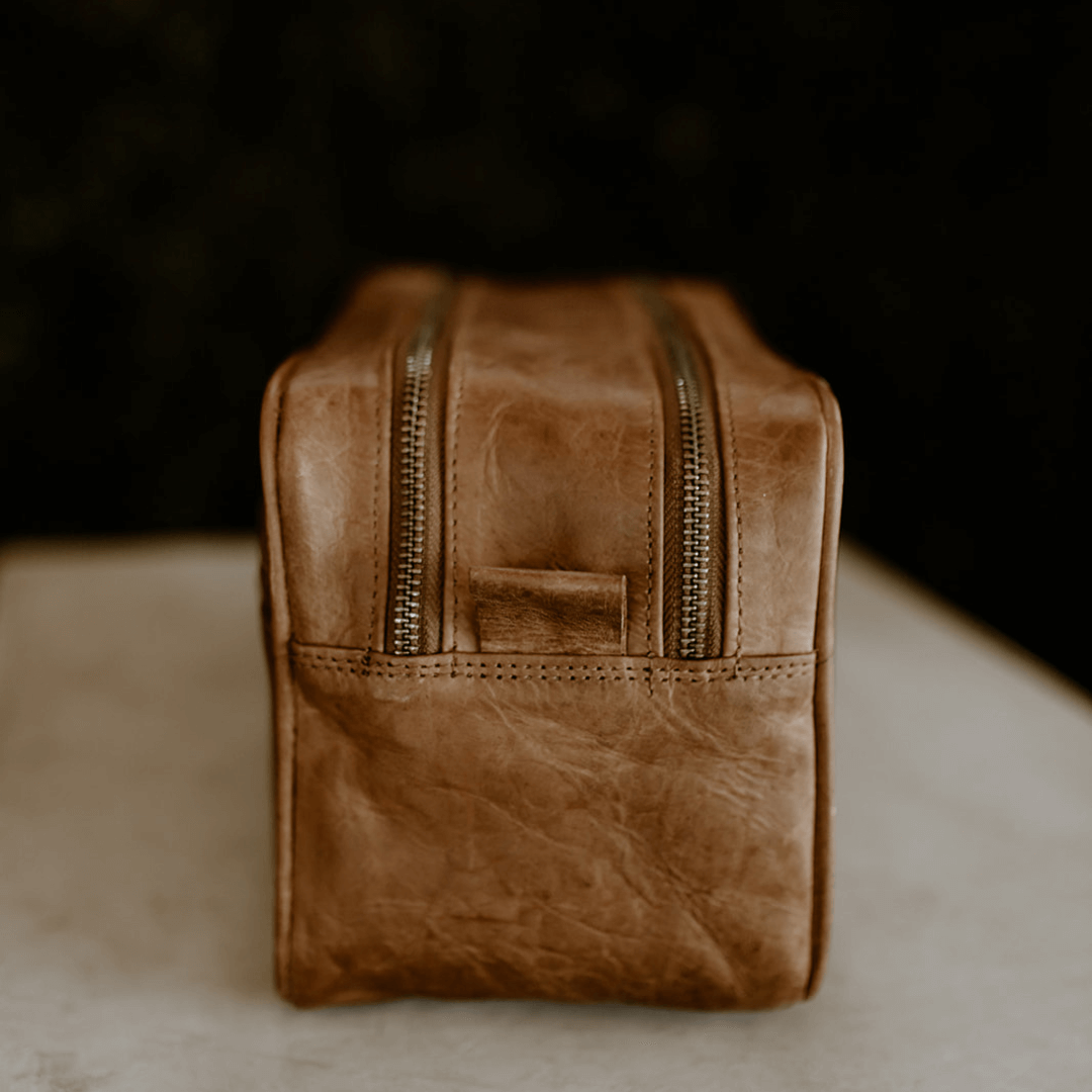 Genuine leather pattern for a mens travel bag