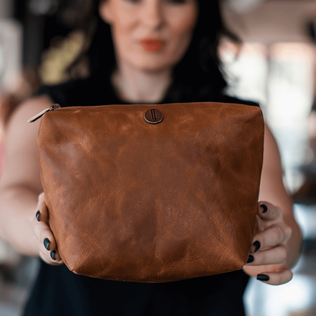 genuine leather pattern design for a small makeup bag-lynne