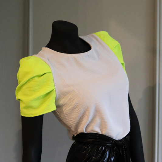 MARISOL : Light Grey with Neon Sleeves
