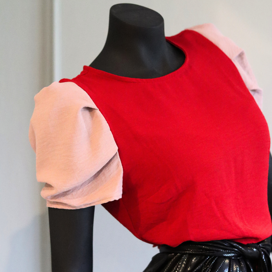 MARISOL : Red and Soft Pink Sleeves