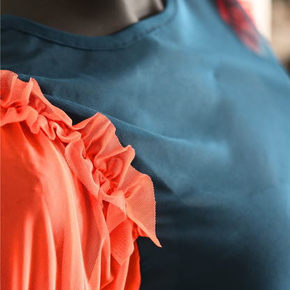 MAIA : Blue with Orange Sleeves