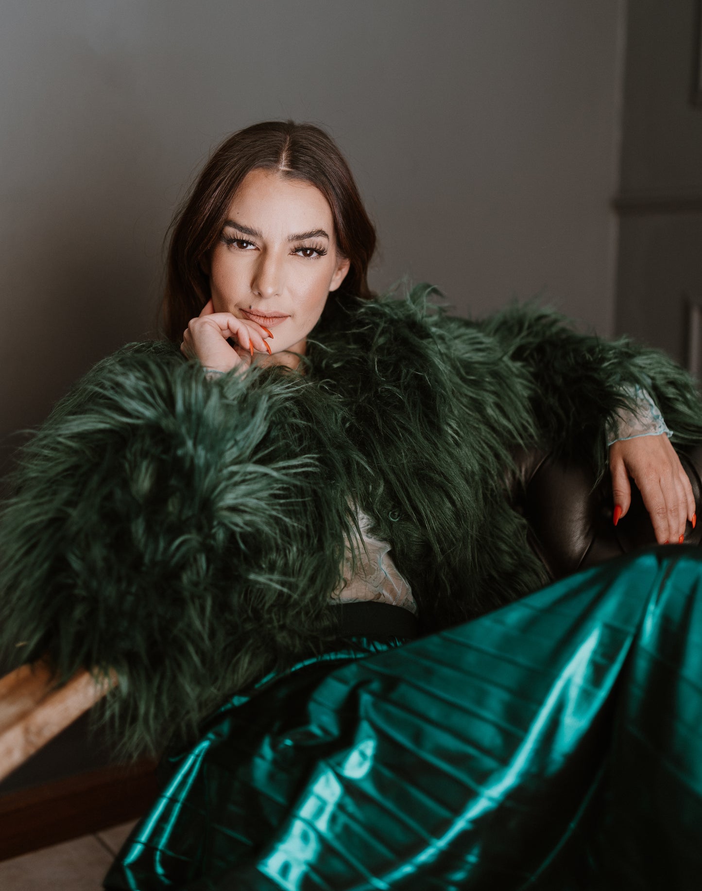 FUR COAT : Emerald Green