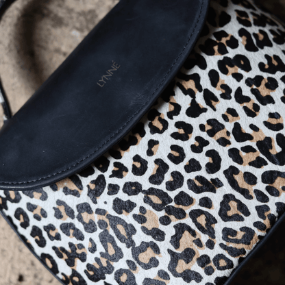 genuine leather handbag black and leopard print hide-coco-lynné