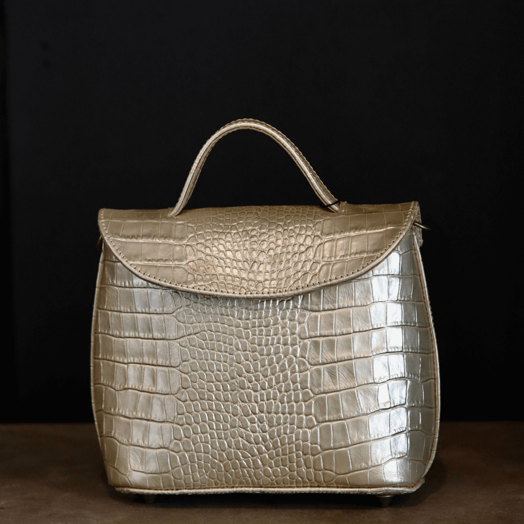 genuine leather handbag gold hide metallic-coco-lynné