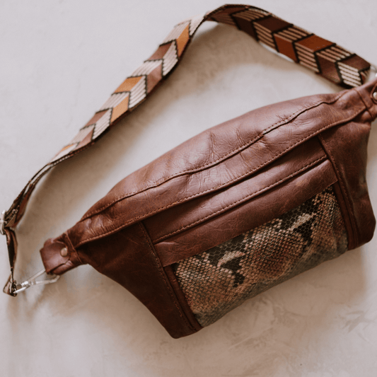 Layla brown genuine leather with snake skin pleather-layla-lynne