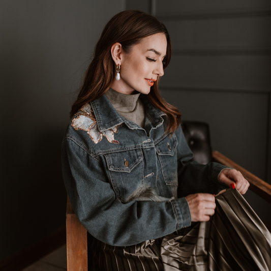 flower sequins denim jacket cropped-jacket-lynne