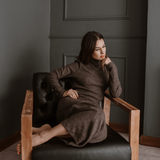 kamilla knitted long dress in a mink colour also a tight fit-dress-lynne
