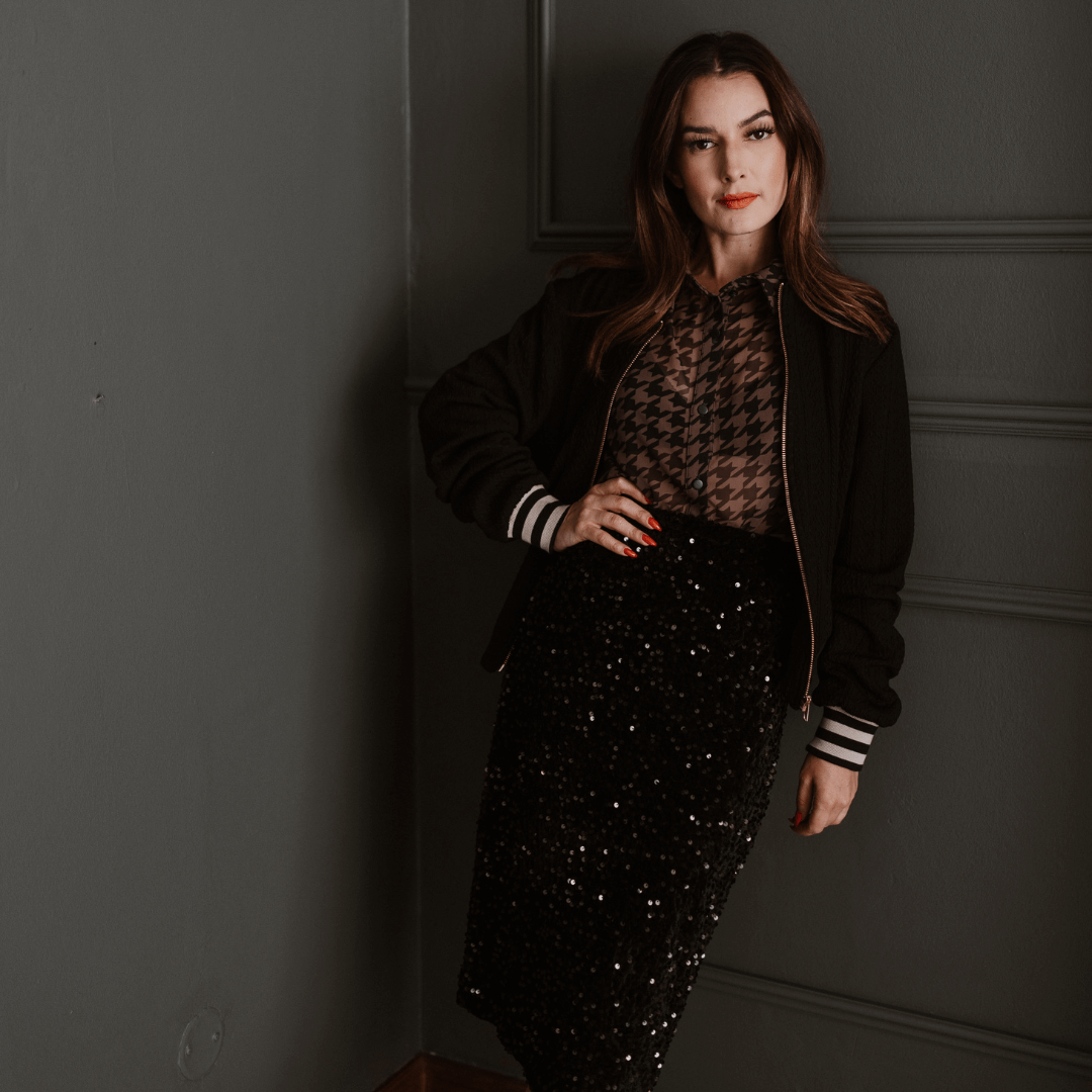 lilith pencil skirt in a velvet sequins material-skirt-lynne