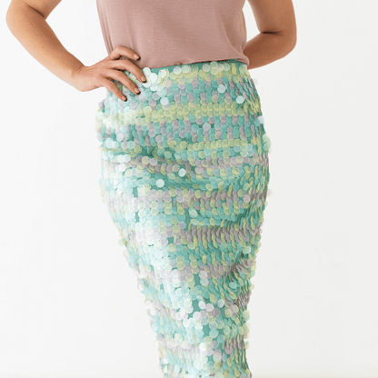 lilith pencil skirt mermaid blue pink sequins material tight fit-skirt-lynne