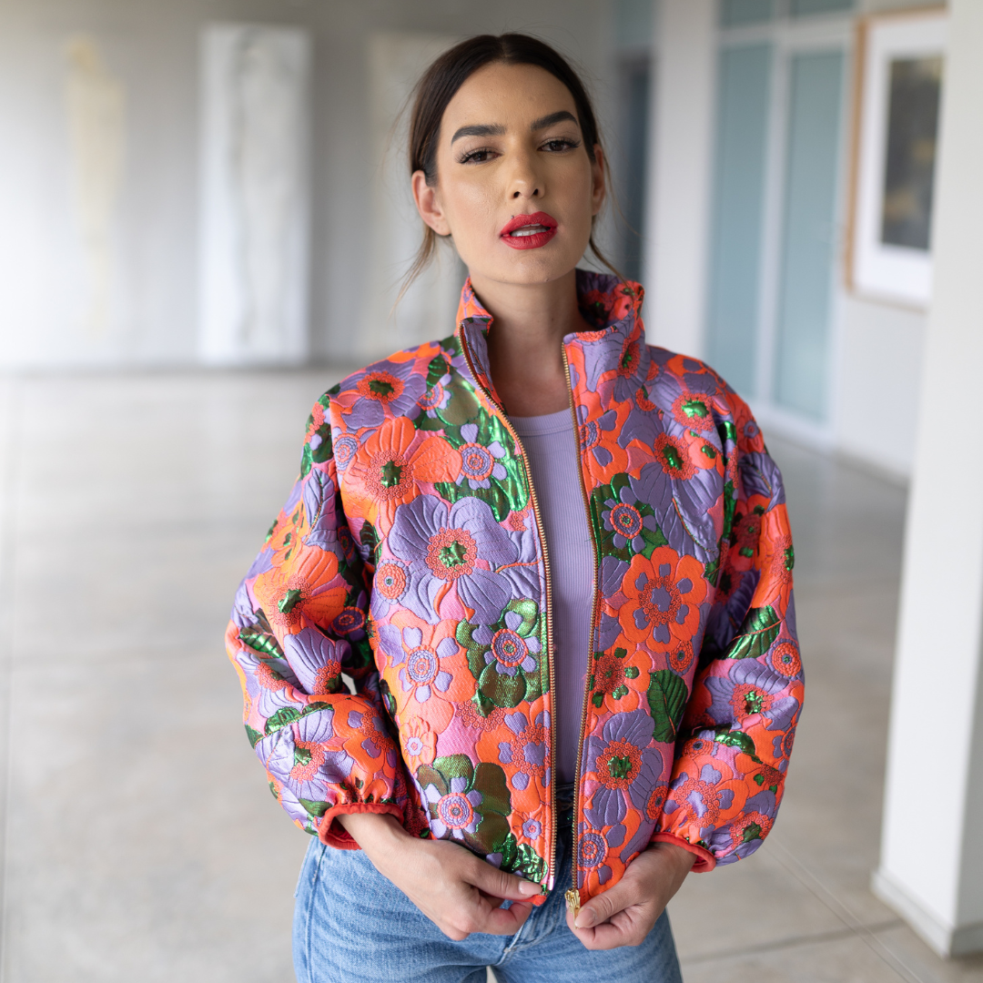 sasha jacket flower detail purple coral bold zip up cropped-jacket-lynne_3