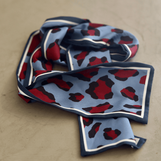 satin scarf blue and red leopard print-satin scarf-lynne