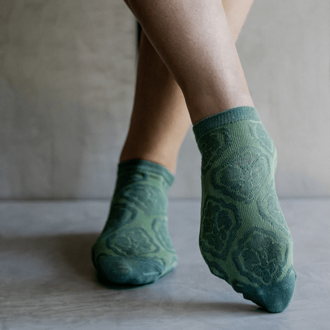 socks green detailed comfortable ankle socks-socks-lynne_2