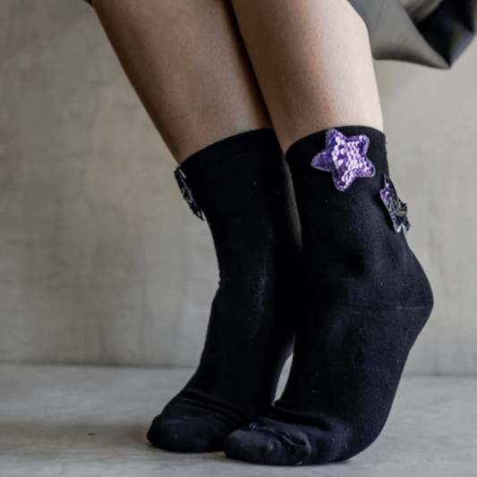 socks sequins star detailed comfortable ankle socks-socks-lynne_5