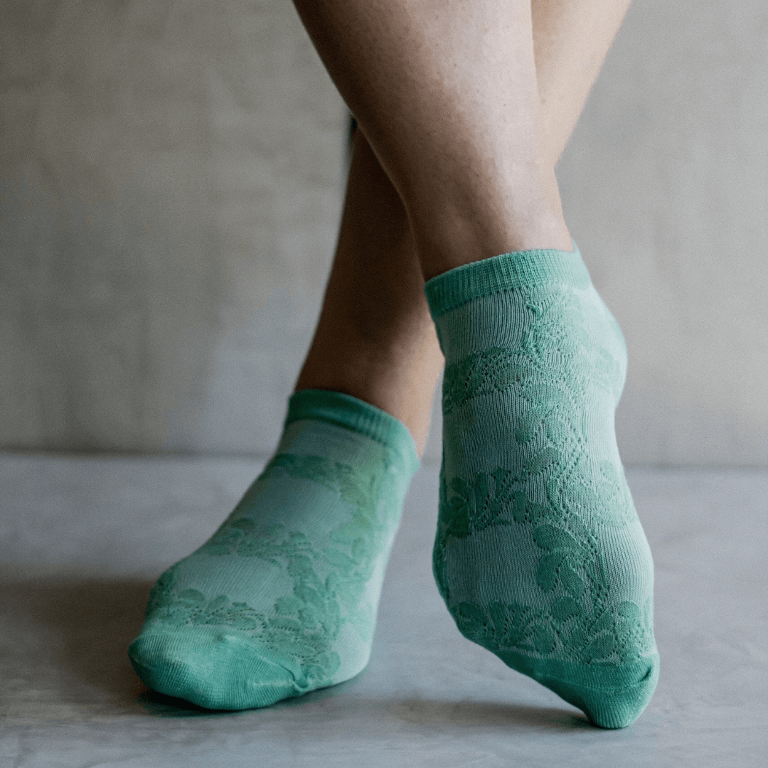 socks detailed green comfortable ankle socks-socks-lynne