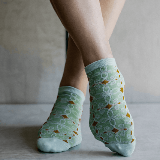 socks green detailed comfortable ankle socks-socks-lynne_6