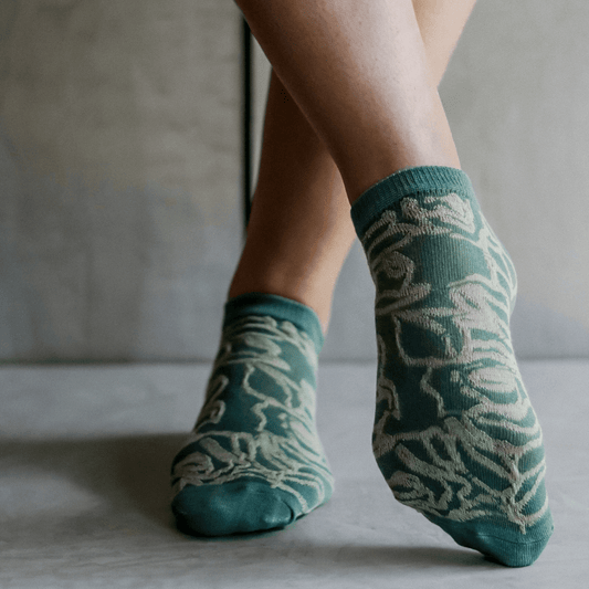 socks green detailed comfortable ankle socks-socks-lynne_7