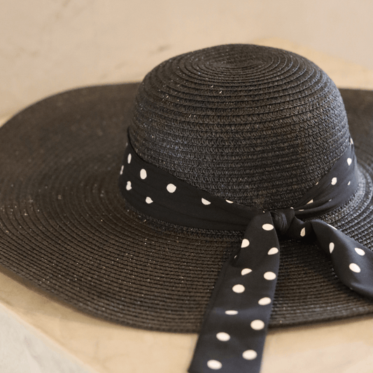sun hat black with polka dot scarf-sun_hat-lynne